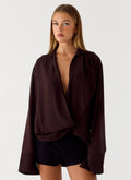 Annah Wrap Shirt - Chocolate