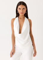 Ashika Studded Top - White
