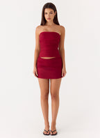 Atenea Organza Mini Skirt - Deep Red
