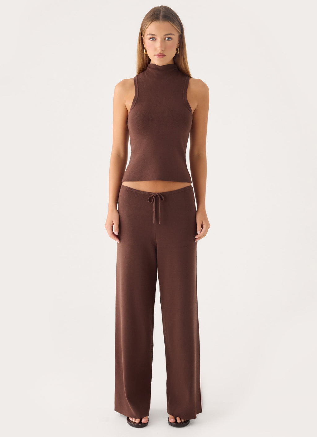 Aviara Knit High Neck Top - Chocolate