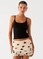 Blind Faith Flock Mini Skort - Cream