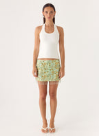 Bliss Beaded Mini Skirt - Lime