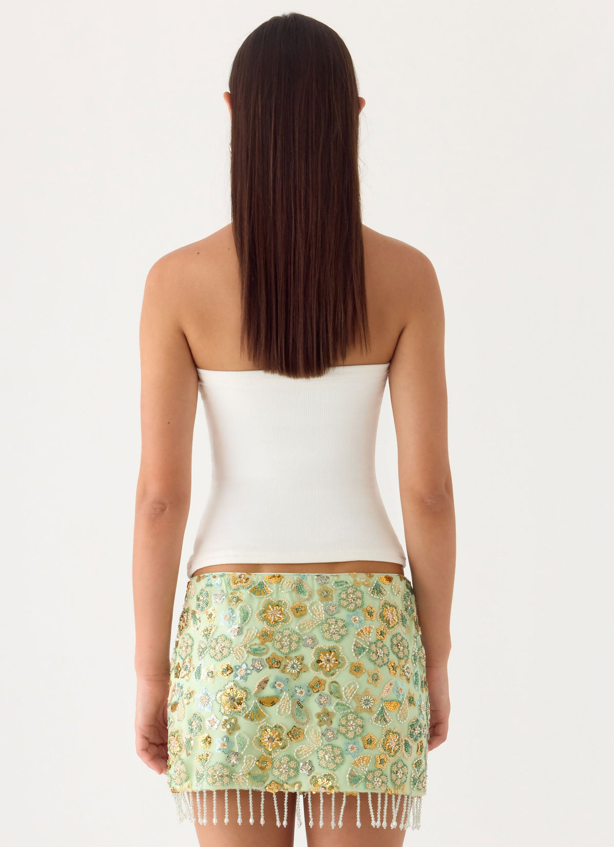 Bliss Beaded Mini Skirt - Lime