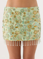 Bliss Beaded Mini Skirt - Lime