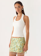 Bliss Beaded Mini Skirt - Lime