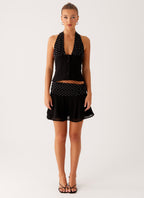 Colby Mini Skirt - Black Polka Dot