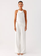 Delong Backless Linen Top - White