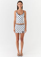 Elliot Mini Skirt - Porcelain Blue Polka Dot