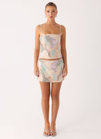 Elyna Beaded Mini Skirt - Swirl Sequin