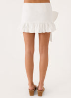 Emrie Bow Bubble Mini Skirt - White