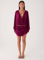 Ettah Wrap Mini Skirt - Plum