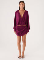 Ettah Wrap Mini Skirt - Plum