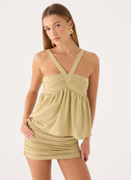 Evara Mini Skirt - Olive Green