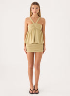 Evara Mini Skirt - Olive Green