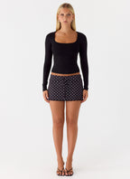 Get No Sleep Mini Skort - Black Polkadot