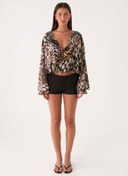 Isolde Top - Leopard Hibiscus