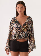 Isolde Top - Leopard Hibiscus