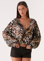 Isolde Top - Leopard Hibiscus