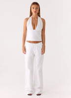 Josephina Linen Pant - White