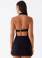 Julianna Linen Mini Dress - Black