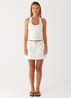 Julien Mid Rise Denim Mini Skirt - Ivory