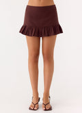 Lucie Mae Linen Mini Skirt - Chocolate Drizzle
