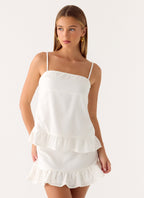 Lucie Mae Linen Mini Skirt - White