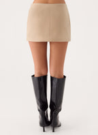 Milae Suede Micro Mini Skirt - Beige
