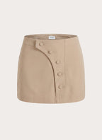 Milae Suede Micro Mini Skirt - Beige