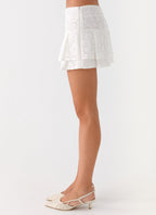 Moroder Low Rise Lace Mini Skirt - Cream