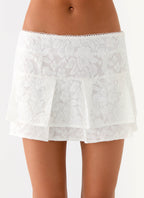 Moroder Low Rise Lace Mini Skirt - Cream