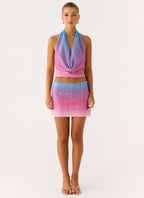 One More Time Sequin Knit Mini Skirt - Disco Ombre