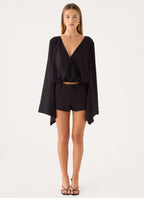 Orelia Long Sleeve Top - Black
