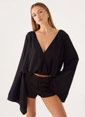 Orelia Long Sleeve Top - Black