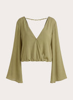 Orelia Long Sleeve Top - Green Olive