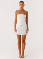 Perfect Celebrity Beaded Mini Skirt - White
