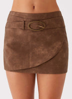 West District PU Mini Skirt - Brown