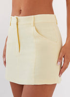 Marissa Linen Mini Skirt - Lemon
