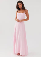 Angelina Linen Maxi Dress - Pink Petal