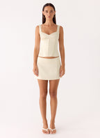Posy Satin Mini Skirt - Ivory