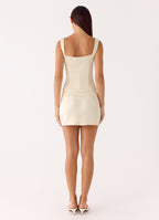 Posy Satin Mini Skirt - Ivory
