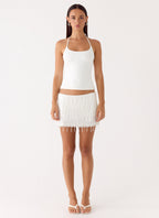 Siren Beaded Sequin Mini Skort - White