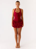 Someone Else Mini Skort - Dark Cherry