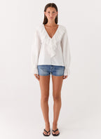 Verrin Cotton Blouse - White